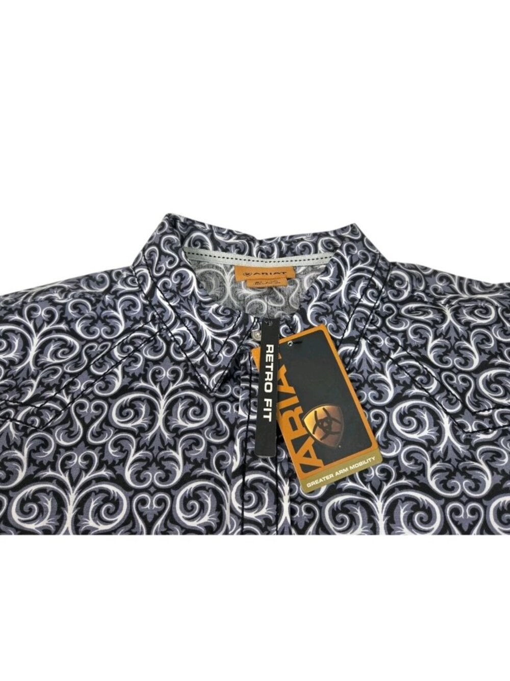 ARIAT Porter Retro Fit Pearl Snap Shirt Paisley Long Sleeve Men's XL Western